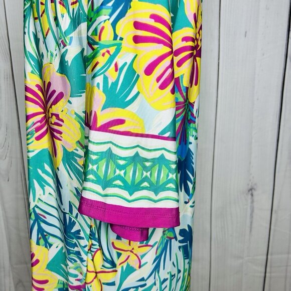 Beach Break Shift Dress Women’s Size Large Bright Colorful 3/4 Sleeve Stretch - Picture 6 of 12